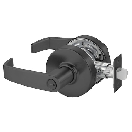 Sargent Grade 2 Privacy/Bathroom Cylindrical Lock, L Lever, Non-Keyed, Black Suede Finish, Non-handed 28-7U65 LL BSP